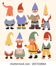 Un conjunto de pequeños gnomos en mayúsculas