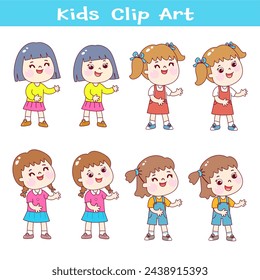 Set little kids character vector. 