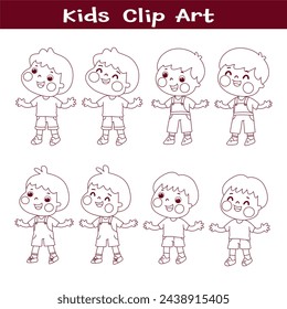 Set little kids character vector. 