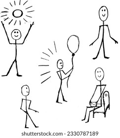 A set of little men, in different situations, a layout of different little men