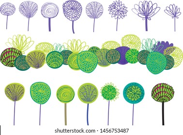 set of little trees - cartoon