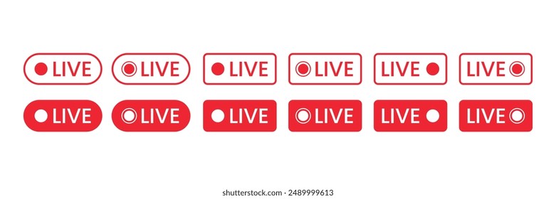 Set of live broadcasting icon collection. Live streaming for blog, television, movies, shows, news symbol. Vector Illustration.