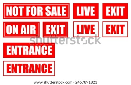 Set Live Exit Entrance Red On Air Not For Sale Sign Signage Banner Label Badge Sticker Vector EPS PNG Transparent No Background Clip Art Vector EPS PNG