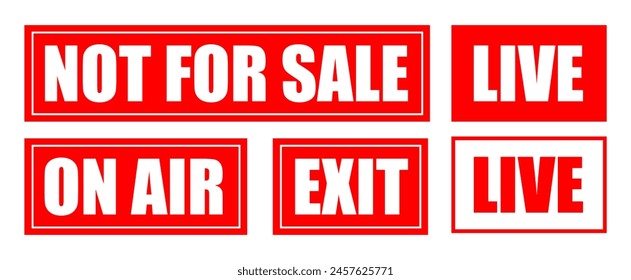 Set Live Exit Red On Air Not For Sale Sign Signage Banner Label Badge Sticker Vector EPS PNG Transparent No Background Clip Art Vector EPS PNG 