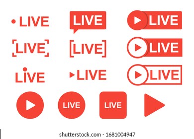 Set of Live icons. Vector illustration in flat design