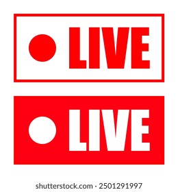 Set Live Red On Air Recording Sign Signage Banner Label Badge Sticker Vector EPS PNG Transparent No Background Clip Art Vector EPS PNG 