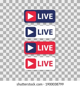 Set of Live stream icons. Colored button.Flat Design.Vector illustration.