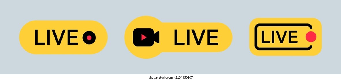Set of live stream symbol. Colourful icon or button of livestream.