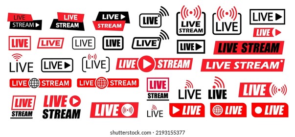 Set of live streaming frame vector icon