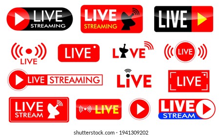 set of live streaming icon or live broadcasting online concepts. eps 10 vector