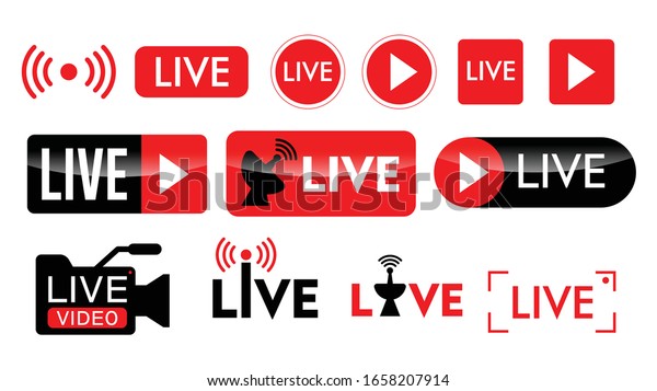 set of live streaming icon or live broadcasting\
online concepts. eps 10\
vector