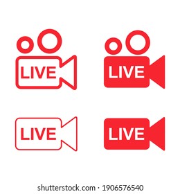 Set of live streaming icon. Collection of modern air vector button design isolated on white background .