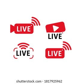 Set of live streaming icon design collection isolated on white background