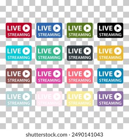 Set of Live streaming icon, stream button design, web player vector illustration .