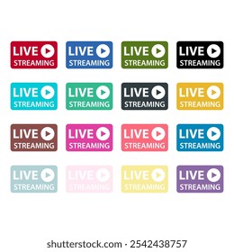 Set of Live streaming icon, stream button design, web player vector illustration .