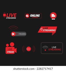 Set of live streaming icons, Broadcasting video news, Play button icon vector illustration.