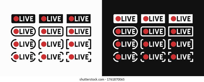 Set of live streaming icons. Live streaming flat vector.