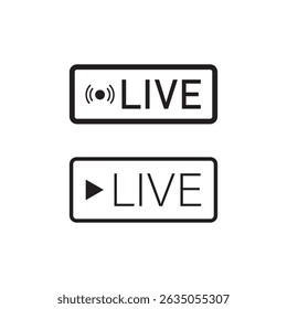 Set of live streaming icons. Red symbols and buttons of live streaming, broadcasting, online stream. Lower third template for tv, shows, movies and live performances. Vector