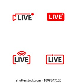 Set of live streaming icons and video broadcasting