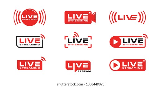 Set of live streaming logo icon bundle collection design template  - Shutterstock ID 1858449895
