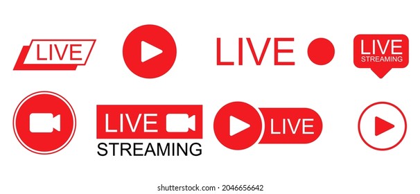 Set of live streaming vector icons
