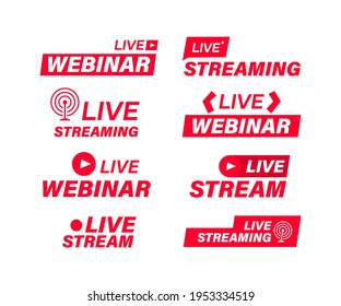 Set of live streaming and live webinar icons. Vector illustration