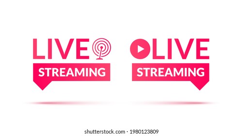 Set of live streaming and live webinar icons. Vector illustration