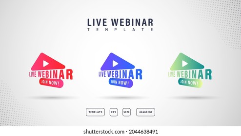 set live webinar buttons, banner icons, icon label illustrations, gradations, products, etc.