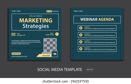 set live webinar social media template, for online webinar, conference, training, seminar, course and learning video.