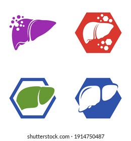 Set of Liver with Hexagon logo vector template, Creative Liver logo design concepts