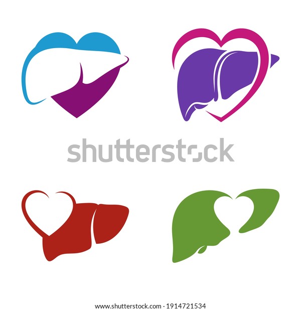 Set Liver Love Logo Vector Template Stock Vector (Royalty Free ...