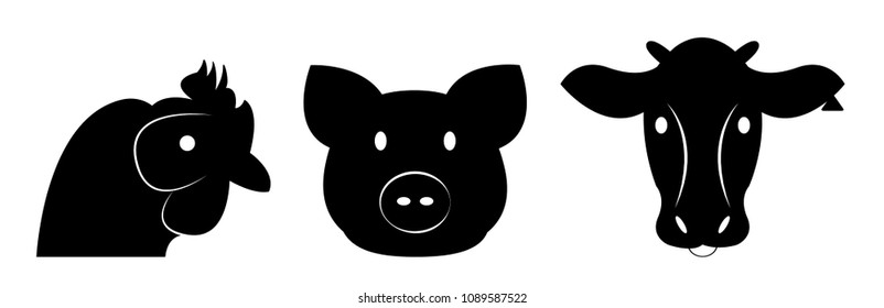 Set of livestock for design and info graphic
