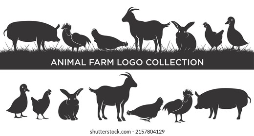 set of livestock Farm animal logo inspiration, Vector illustration.