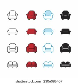 set of living chair vector illustration
