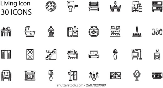 Set of Living icons. Line art style icons bundle. vector illustration