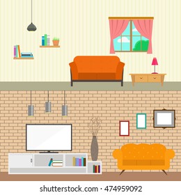 Set of living room interior - Vector
