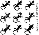 Set of lizard silhouettes vector