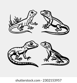set of Lizard vector icon logo and symbols template