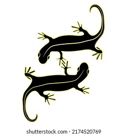 Set of lizards reptile gecko vector illustration. Simple illustration isolated on white background. Template for books, stickers, posters, cards, clothes.