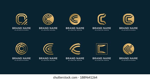 Set of lLetter C logo collection with creative concept Premium Vector