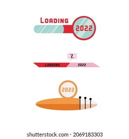 Set of loading 2022 New Year. Flat vector illustration for graphic design, banner, website and planning. Loading and progress bar.