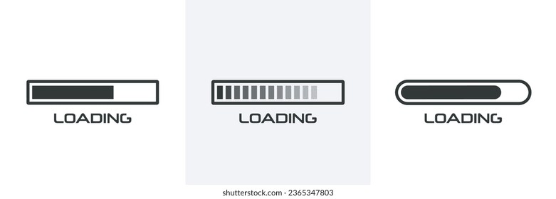 set of loading bar progress icons.Loading or installing process.Download progress.System software update and upgrade concept.Vector illustration