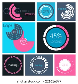 Set of loading bars and preloaders on white isolated background. Collection of vector, creative loading bars made in a modern style metro - stock vector.