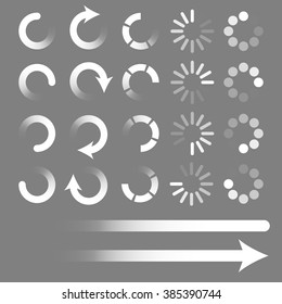 Set of loading elements. Preloaders and progress bar. Vector EPS10