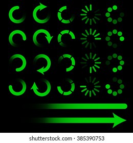 Set of loading elements. Preloaders and progress bar. Vector EPS10