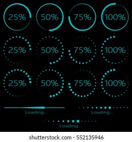 Set of loading elements. Preloaders and progress bar. Vector EPS10