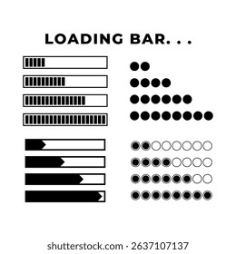 Set of Loading icon. Loading bar. Download progress icons. Load bar icons.