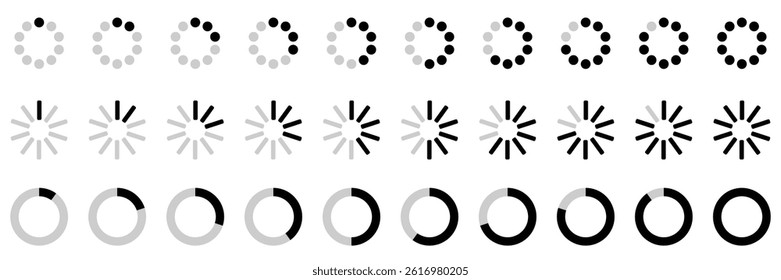   Set of loading icon. Load set. Upload icons. Loading bar. Loader set. of vector illustration