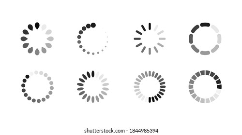 Set Loading icon. Website loading icon. Vector wait data progressions download indicator set. Vector element for web design.Round progress bar.