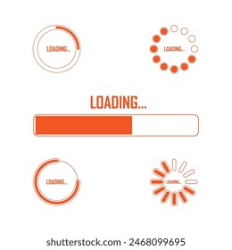 Set of loading icons, download or load system, loading bar vector illustration